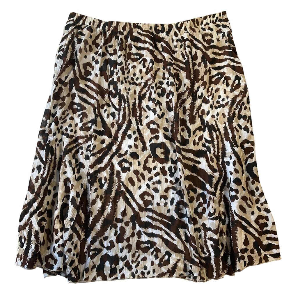 Laura Scott Women Skirt Size XL Brown Animal Print Knee Length A-line 38” Waist